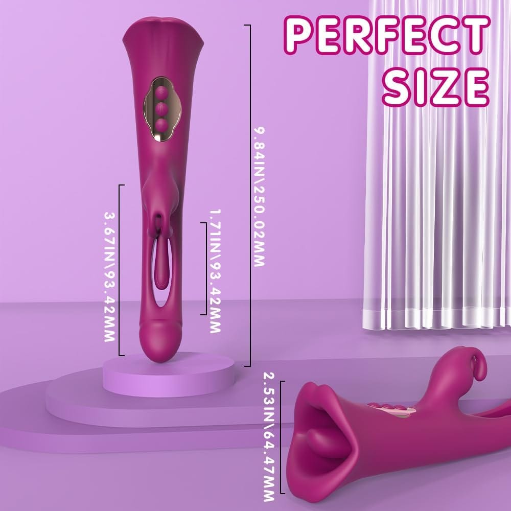 4 IN 1 Rose Muncher Rabbit Vibrator Licking Vibrating Flapping Clit Nipple Stimulator - My Store