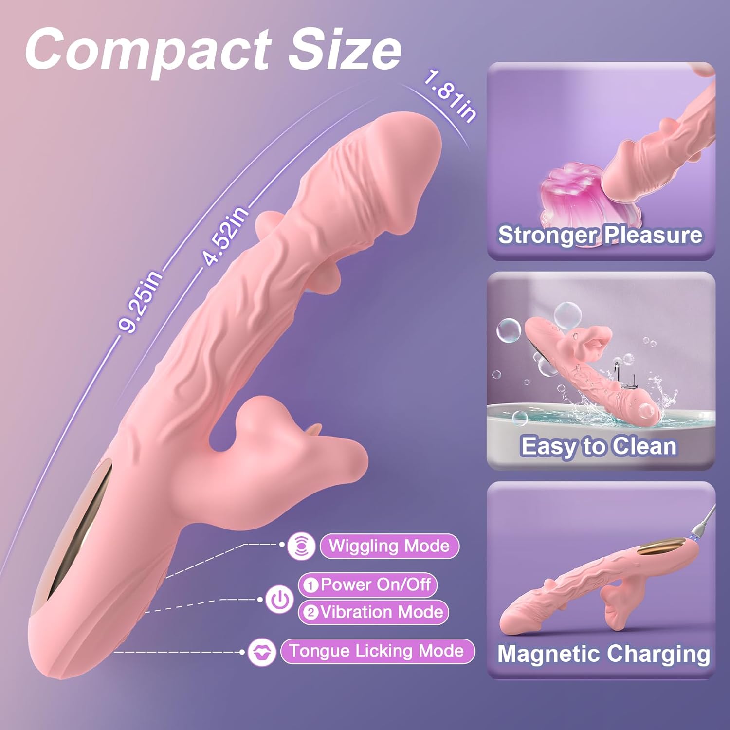 3 in 1 Rose Muncher Rabbit G Spot Vibrator with 6 Wiggling 7 Licking & 10 Vibrating Modes - My Store