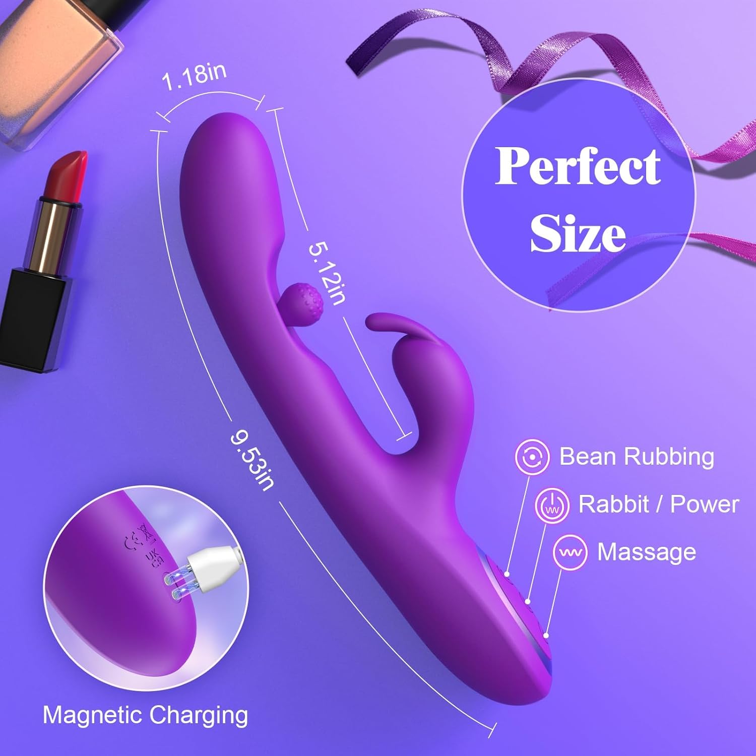 3 In 1 Rabbit Vibrator 360°Rotation Clitoral G Spot Stimulator - My Store
