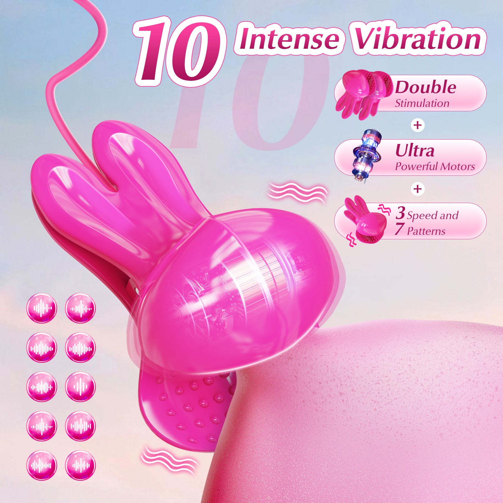 Rabbit Neck-hanging Nipple Clamps Vibrator With APP Control For Couple - My Store
