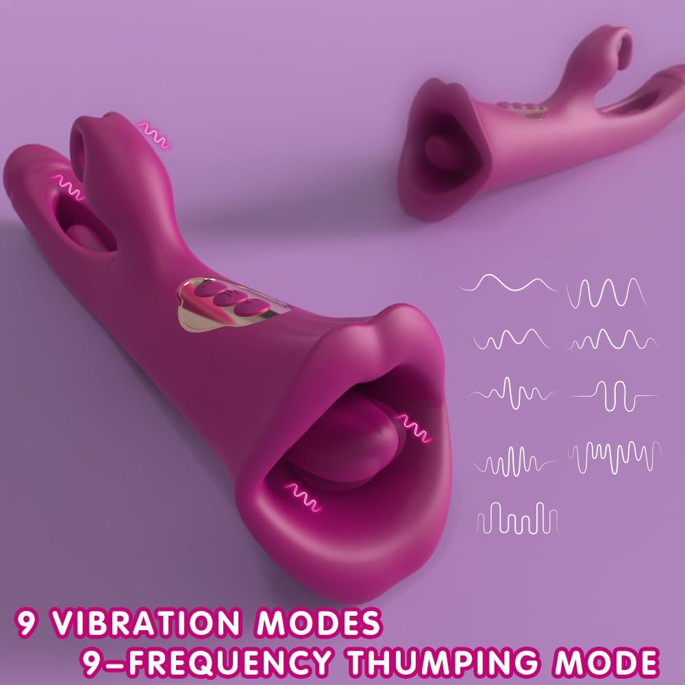 4 IN 1 Rose Muncher Rabbit Vibrator Licking Vibrating Flapping Clit Nipple Stimulator - My Store