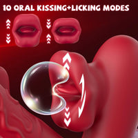 Rose Muncher 3-in-1 G Spot Vibrator Dildo with 10 Flapping & Vibrating & Licking Biting Modes - My Store