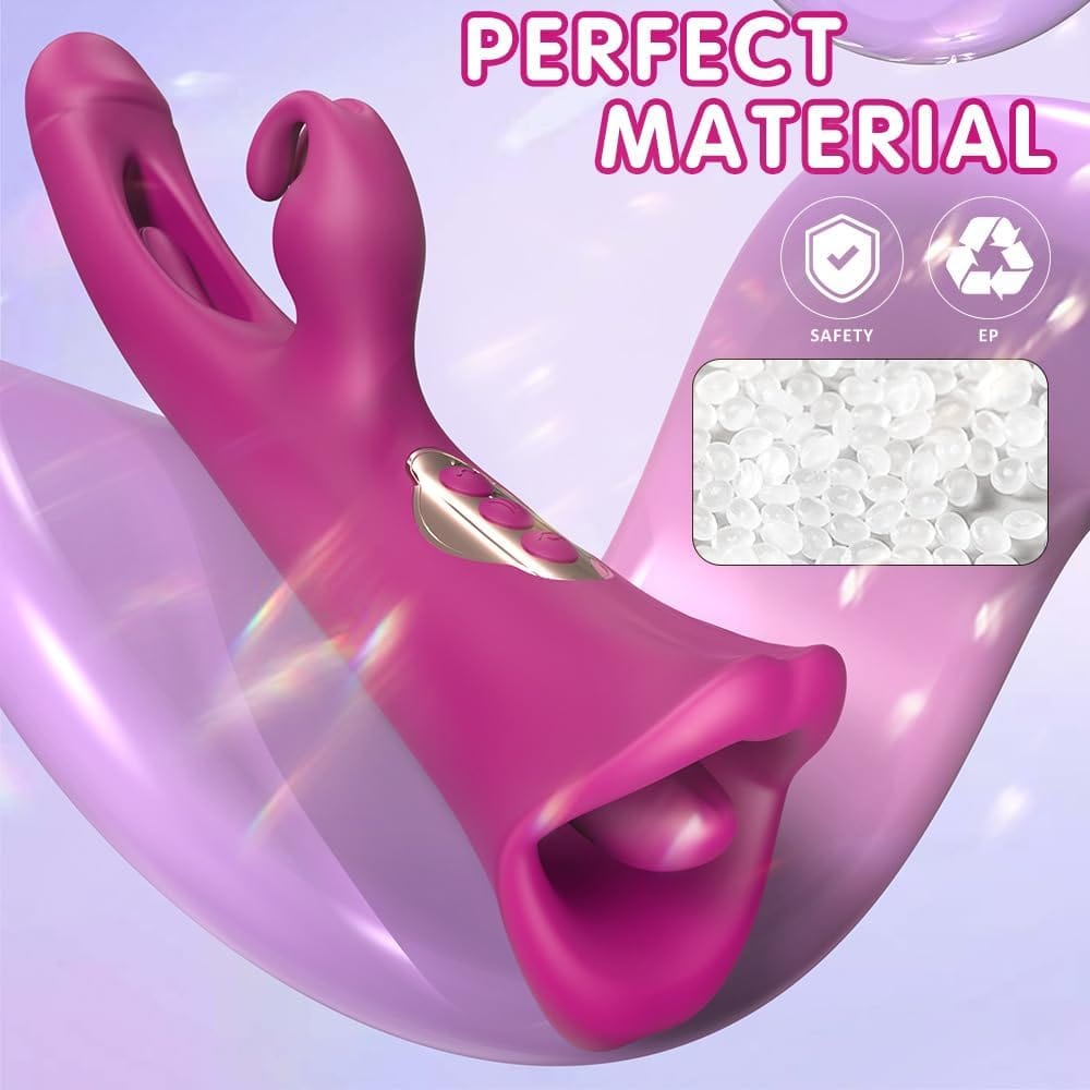 4 IN 1 Rose Muncher Rabbit Vibrator Licking Vibrating Flapping Clit Nipple Stimulator - My Store