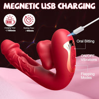 Rose Muncher 3-in-1 G Spot Vibrator Dildo with 10 Flapping & Vibrating & Licking Biting Modes - My Store