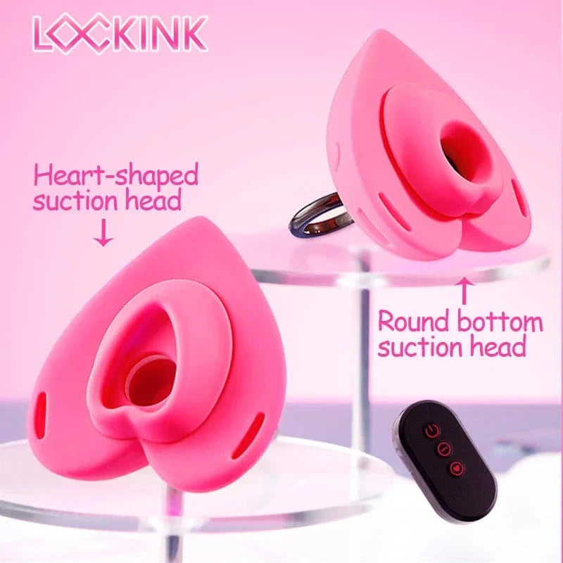 Lockink Pink Love-shaped Wearable Clitoral Suction Vibrator With Remote Control - My Store