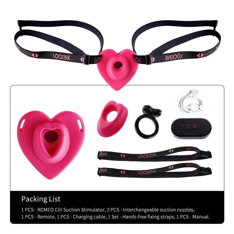 Lockink Pink Love-shaped Wearable Clitoral Suction Vibrator With Remote Control - My Store
